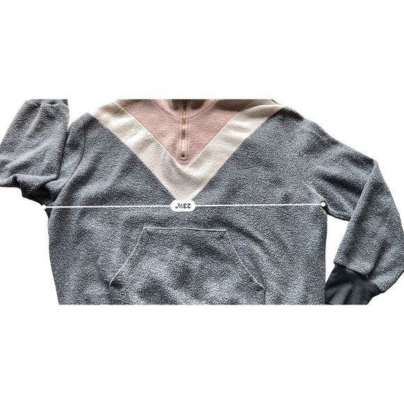 Wildfox Womens Soto Warmup Sweatshirt Size M Gray Pink ColorBlock Fleece 1/4 Zip - Picture 8 of 11